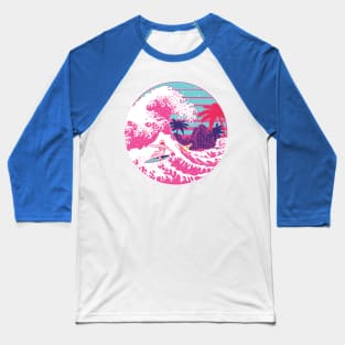 Spaceman surfing The pink great wave Baseball T-Shirt